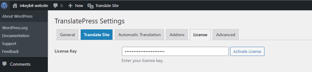 TranslatePress Activate License